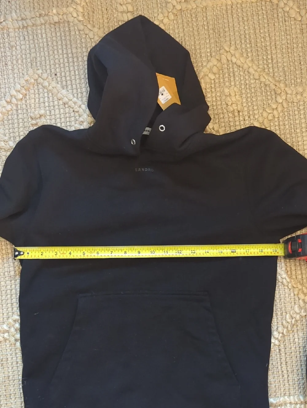 NWT Sandro Black Logo Hoodie Pullover Sweatshirt Size XS